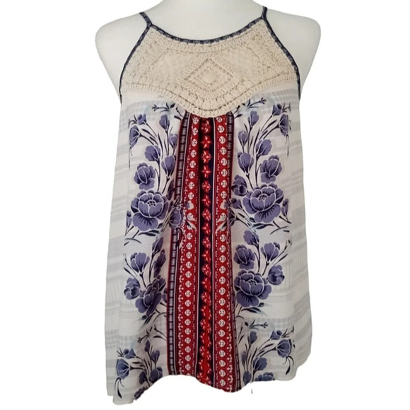 Altar'd State Boho Crochet Detail Style Top Beachy Floral Size Small - Picture 1 of 6